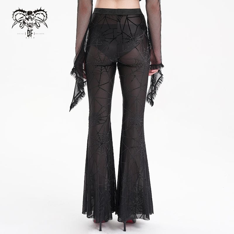 DEVIL FASHION Women's Gothic Sheer Spider Mesh Pants