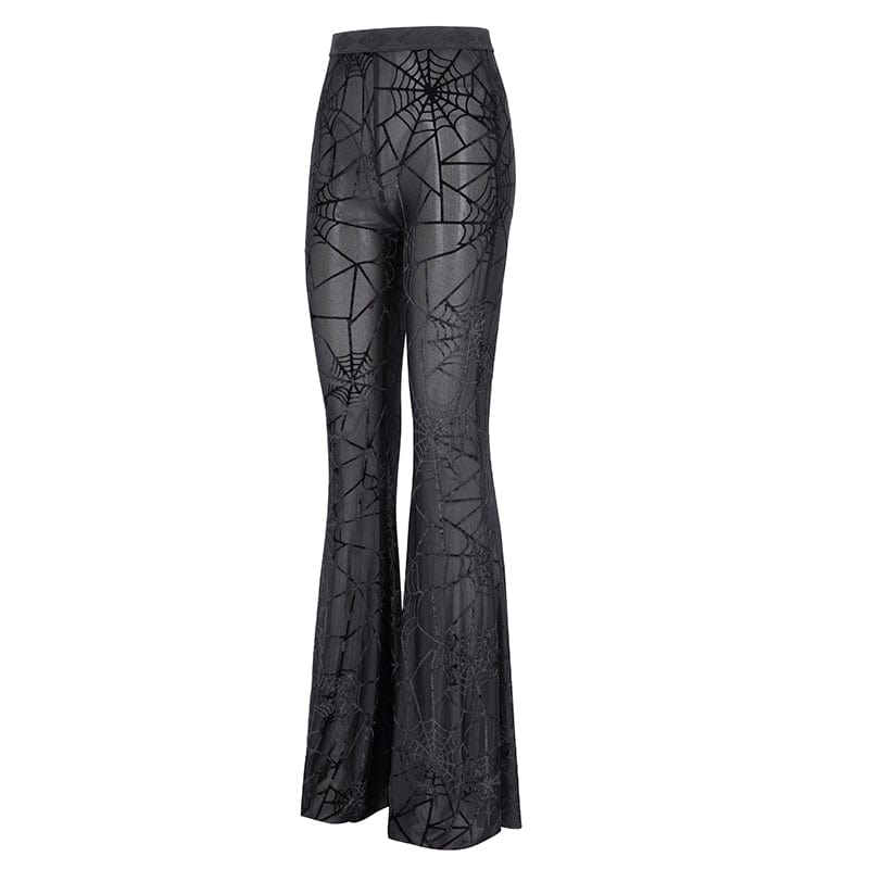 DEVIL FASHION Women's Gothic Sheer Spider Mesh Pants