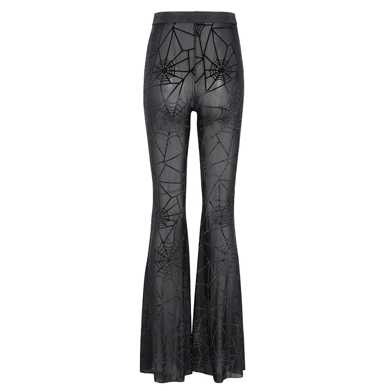 DEVIL FASHION Women's Gothic Sheer Spider Mesh Pants