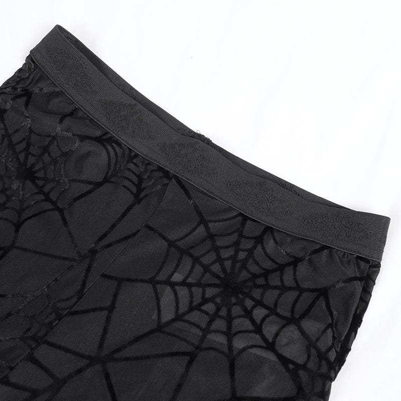 DEVIL FASHION Women's Gothic Sheer Spider Mesh Pants