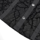 DEVIL FASHION Women's Gothic Sheer Thorny Vine Print Bat Wing Collar Long Sleeve Shirt