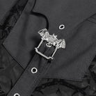 DEVIL FASHION Women's Gothic Sheer Thorny Vine Print Bat Wing Collar Long Sleeve Shirt