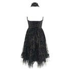 DEVIL FASHION Women's Gothic Skeleton Printed Lace Splice Halterneck Witch Dress Black