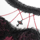 DEVIL FASHION Women's Gothic Skeleton Printed Lace Splice Halterneck Witch Dress Red