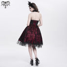 DEVIL FASHION Women's Gothic Skeleton Printed Lace Splice Halterneck Witch Dress Red