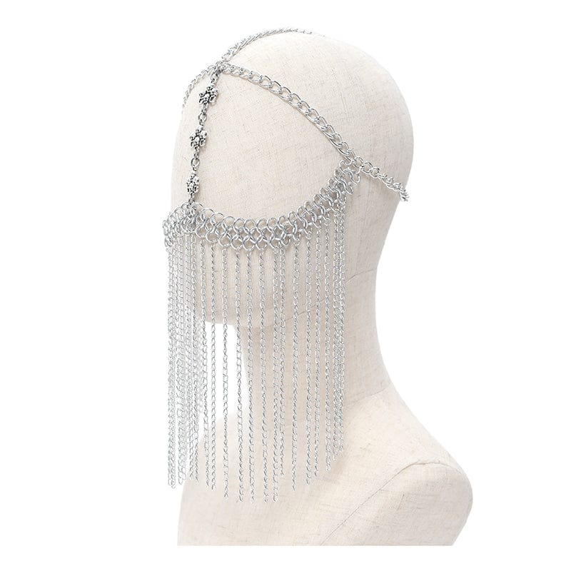 DEVIL FASHION Women's Gothic Skull Tassel Chained Headwear