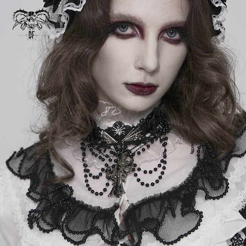 DEVIL FASHION Women's Gothic Spider Cross Beaded Choker