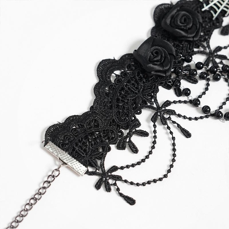 DEVIL FASHION Women's Gothic Spider Cross Beaded Choker