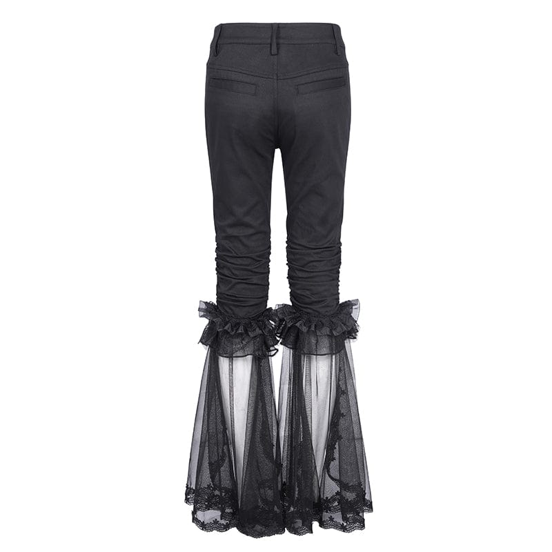 DEVIL FASHION Women's Gothic Splice Ruffled Lace Pants