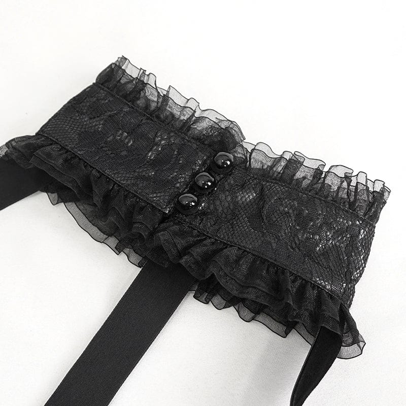 DEVIL FASHION Women's Gothic Stand Collar Lace-up Ruffled Cape