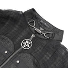 DEVIL FASHION Women's Gothic Stand Collar Puff Sleeved Sheer Shirt