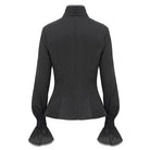 DEVIL FASHION Women's Gothic Stand Collar Ruffled Shirt Black