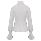 DEVIL FASHION Women's Gothic Stand Collar Ruffled Shirt White