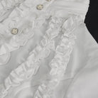 DEVIL FASHION Women's Gothic Stand Collar Ruffled Shirt White