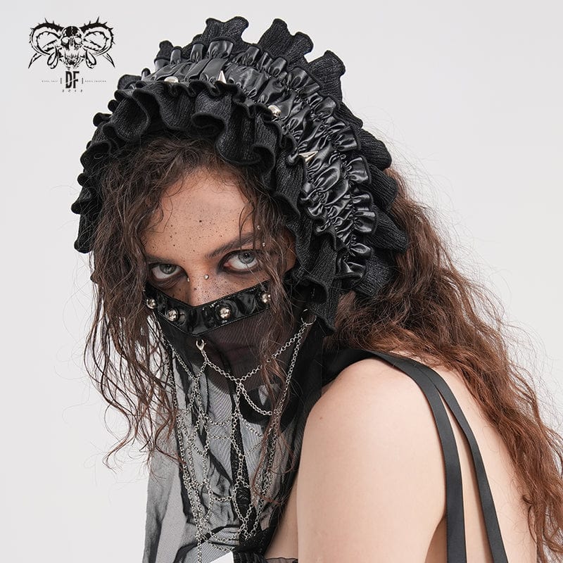 DEVIL FASHION Women's Gothic Strap Ruffled Mesh Hair Accessories