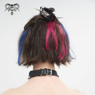 DEVIL FASHION Women's Gothic Studded Mesh Splice Faux Leather Hair Claw