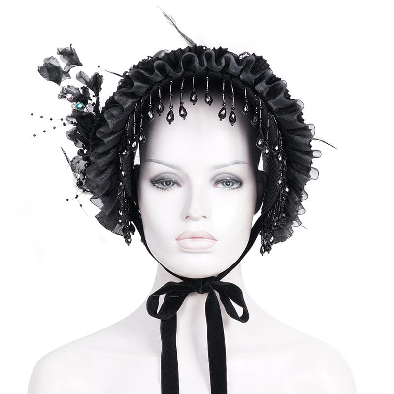 DEVIL FASHION Women's Gothic Tassels Flower Mesh Hair Accessories