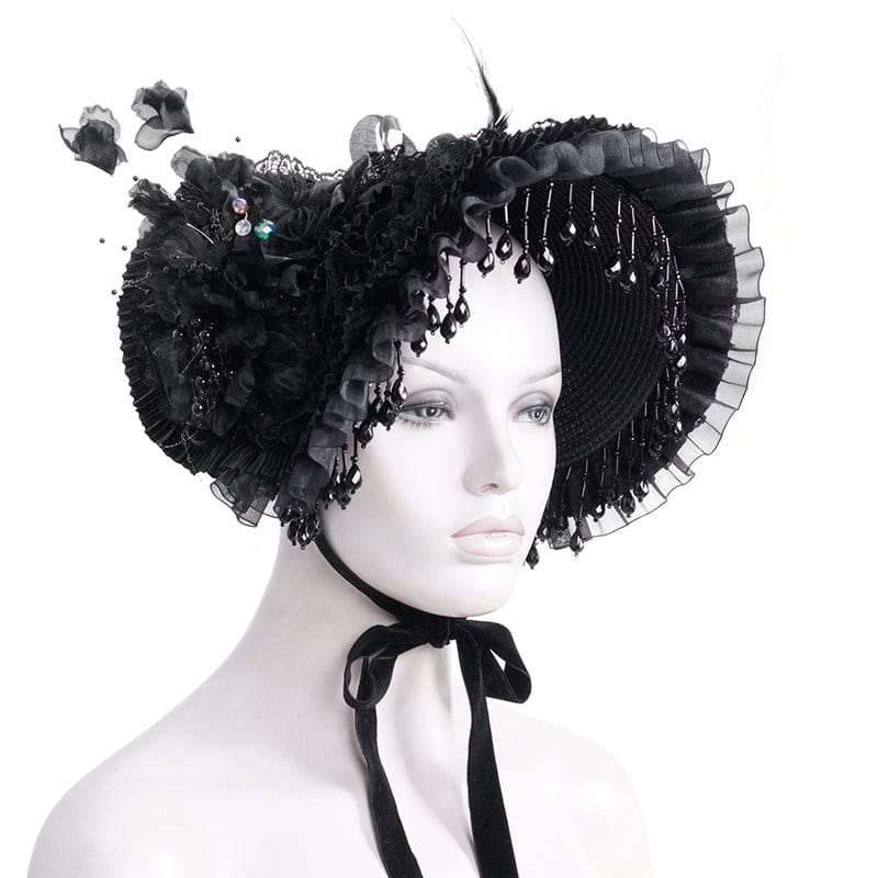 DEVIL FASHION Women's Gothic Tassels Flower Mesh Hair Accessories