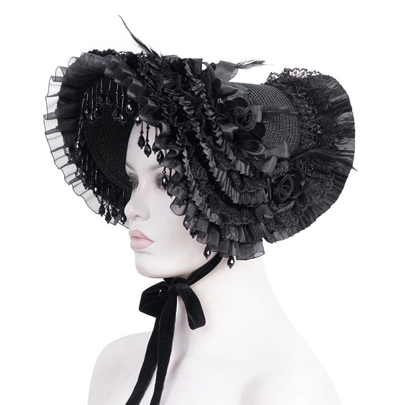 DEVIL FASHION Women's Gothic Tassels Flower Mesh Hair Accessories