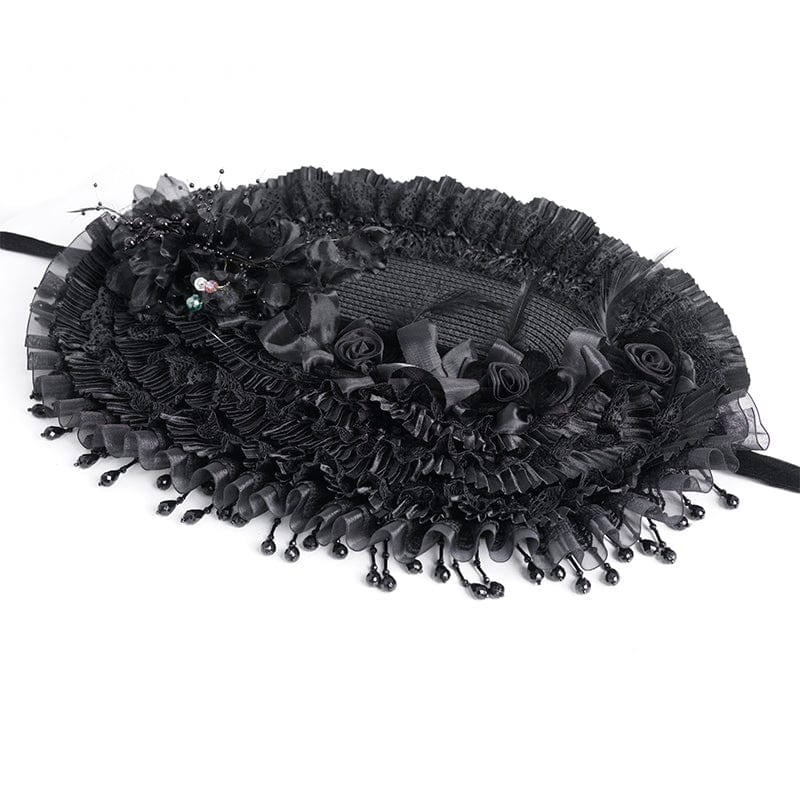 DEVIL FASHION Women's Gothic Tassels Flower Mesh Hair Accessories