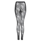 DEVIL FASHION Women's Gothic Thorny Vine Flocked Sheer Mesh Leggings