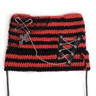 DEVIL FASHION Women's Grunge Striped Pin Car Ears Beanie Red