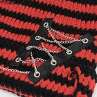 DEVIL FASHION Women's Grunge Striped Pin Car Ears Beanie Red