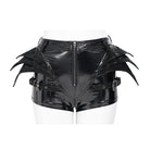 DEVIL FASHION Women's Punk Bat Buckle Straps Front Zipper Shorts