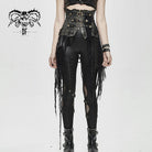 DEVIL FASHION Women's Punk Belts Slim Underbust Corsets With Ripped Skirt