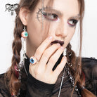 DEVIL FASHION Women's Punk Blue Eyeball Ring