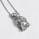 DEVIL FASHION Women's Punk Bound Weird Sci-fi Alien Necklace Silver Gray