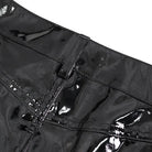 DEVIL FASHION Women's Punk Buckle Faux Leather Shorts