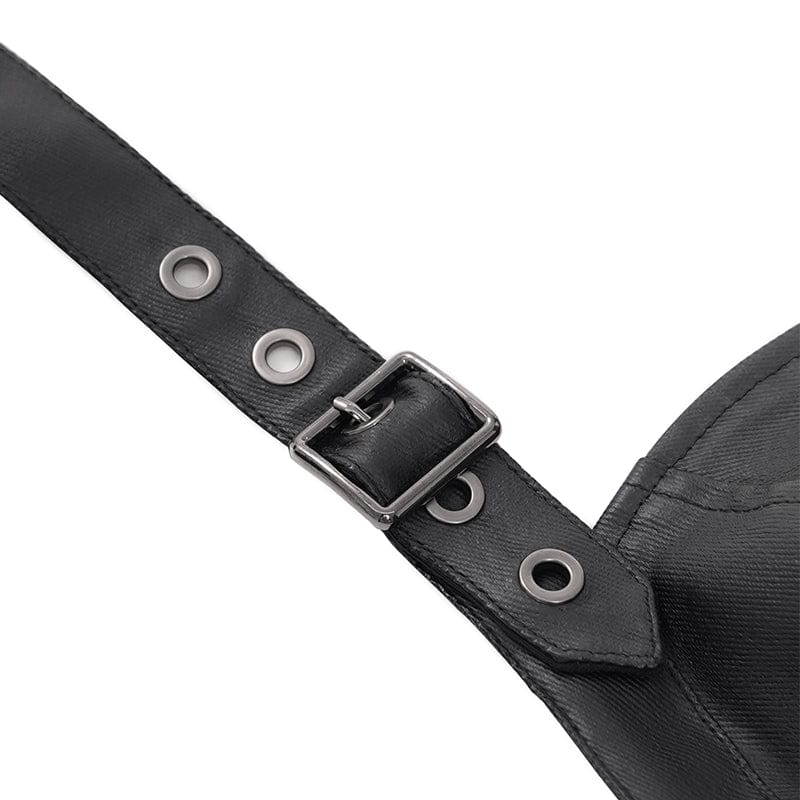 DEVIL FASHION Women's Punk Buckle Halterneck Overbust Corset