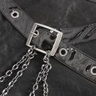 DEVIL FASHION Women's Punk Buckle Side Slit Wrapped Long Skirt