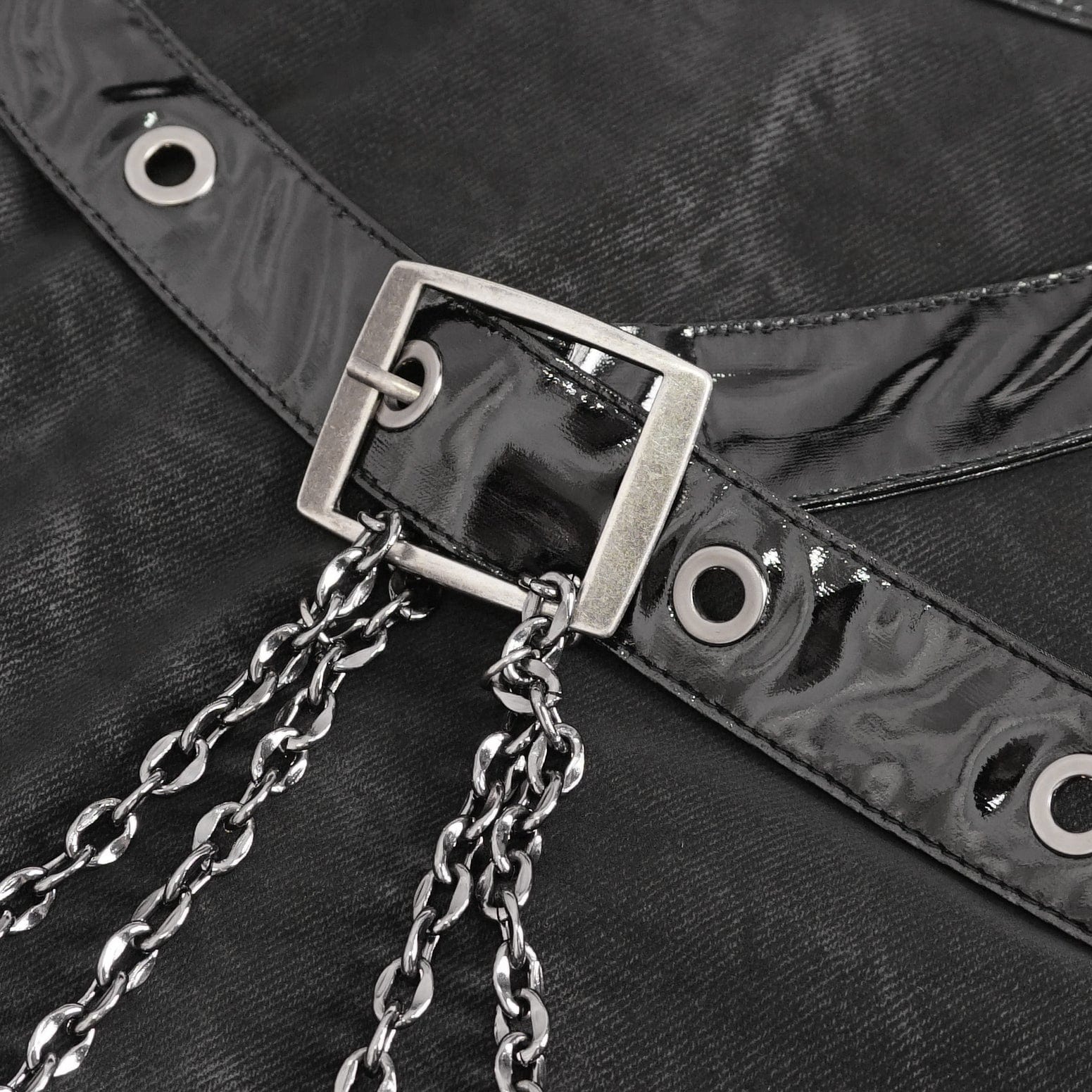 DEVIL FASHION Women's Punk Buckle Side Slit Wrapped Long Skirt