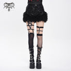 DEVIL FASHION Women's Punk Buckle Strap Plush Splice Shorts