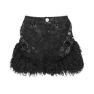 DEVIL FASHION Women's Punk Buckle Strap Plush Splice Shorts
