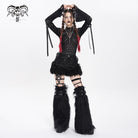 DEVIL FASHION Women's Punk Buckle Strap Plush Splice Shorts