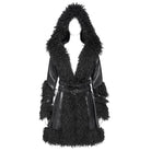 DEVIL FASHION Women's Punk Buckle-up Strap Plush Splice Coat