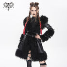 DEVIL FASHION Women's Punk Buckle-up Strap Plush Splice Coat