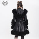DEVIL FASHION Women's Punk Buckle-up Strap Plush Splice Coat