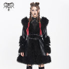 DEVIL FASHION Women's Punk Buckle-up Strap Plush Splice Coat
