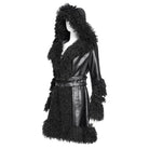 DEVIL FASHION Women's Punk Buckle-up Strap Plush Splice Coat