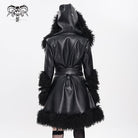 DEVIL FASHION Women's Punk Buckle-up Strap Plush Splice Coat