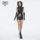 DEVIL FASHION Women's Punk Chain Buckle Faux Leather Shorts