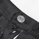 DEVIL FASHION Women's Punk Chain Buckle Faux Leather Shorts