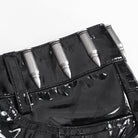 DEVIL FASHION Women's Punk Chain Buckle Faux Leather Shorts