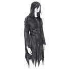 DEVIL FASHION Women's Punk Chain-Detailed Ripped Irregular Hooded Coat