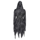 DEVIL FASHION Women's Punk Chain-Detailed Ripped Irregular Hooded Coat