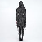 DEVIL FASHION Women's Punk Chain-Detailed Ripped Irregular Hooded Coat